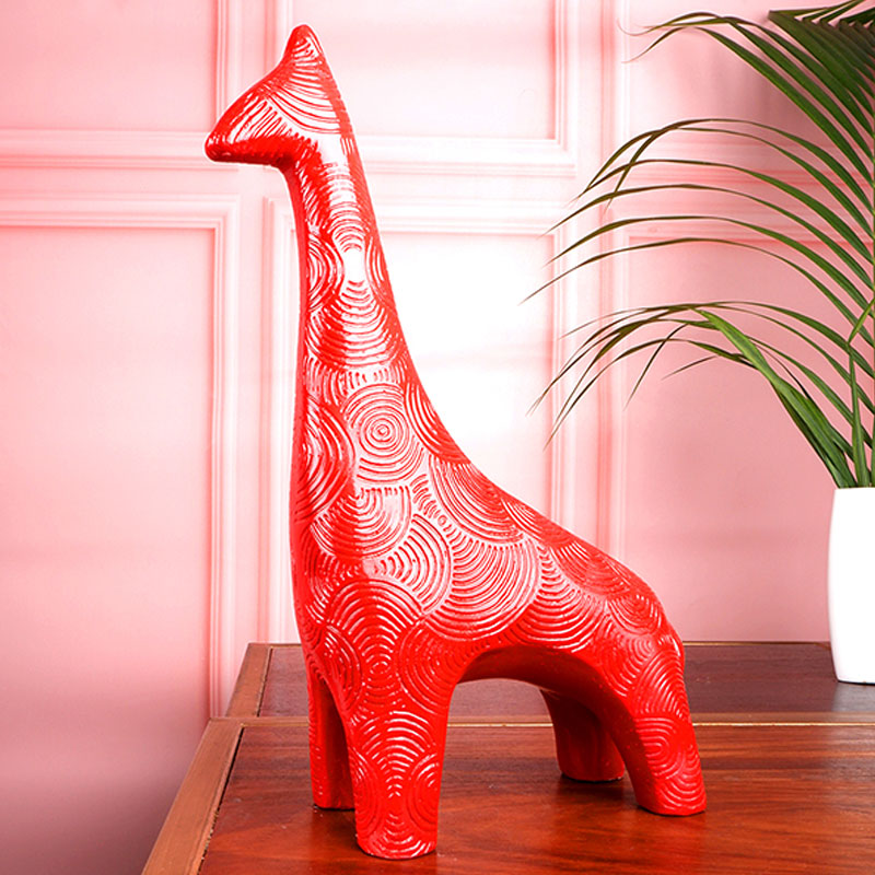 Lysandra Premium Giraffe Sculpture | Multiple Colors Red