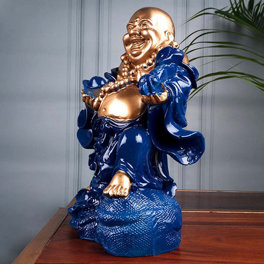 Olivia Premium Fengshui Laughing Buddha Figurine | Multiple Colors Blue