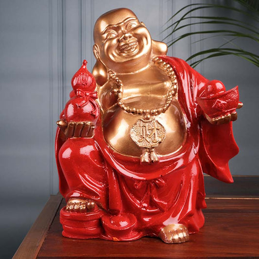 Reina Premium Fengshui Laughing Buddha Figurine | Multiple Colors Red