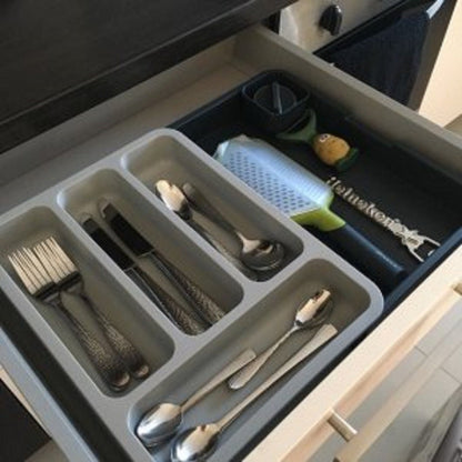 Drawer Store Gray Expandable Compact Cutlery Tray Default Title