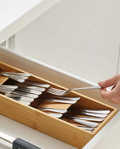 Bamboo Compact Cutlery Organiser