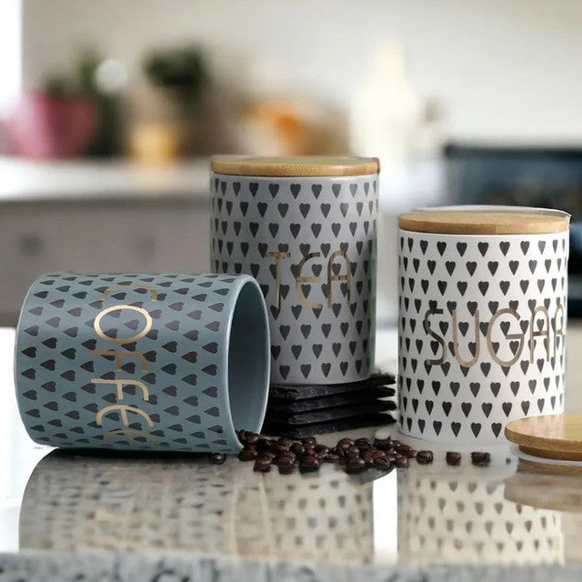 Stylish Ceramic Kitchen Storage Canisters | Set of 3