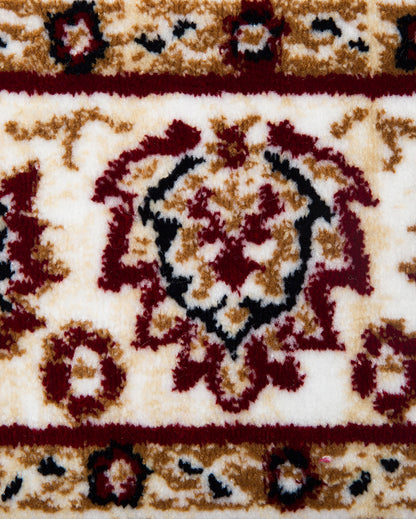 Regal Ornate Burgundy & Cream Polyester Gulmarg Area Carpet