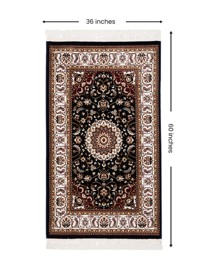 Modern Abstract Blue & Cream Polyester Gulmarg Area Carpet