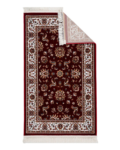 Rich Floral Burgundy & Cream Polyester Gulmarg Area Carpet