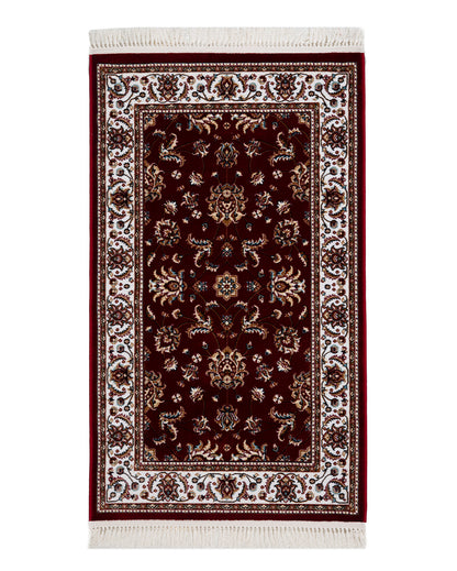 Rich Floral Burgundy & Cream Polyester Gulmarg Area Carpet