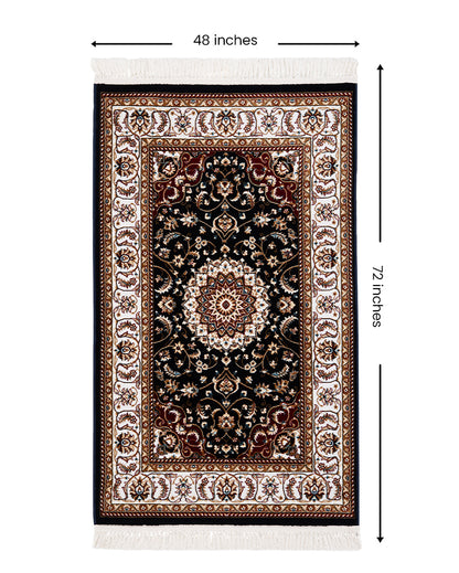 Modern Abstract Blue & Cream Polyester Gulmarg Area Carpet