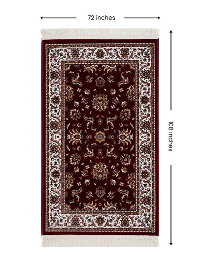 Rich Floral Burgundy & Cream Polyester Gulmarg Area Carpet