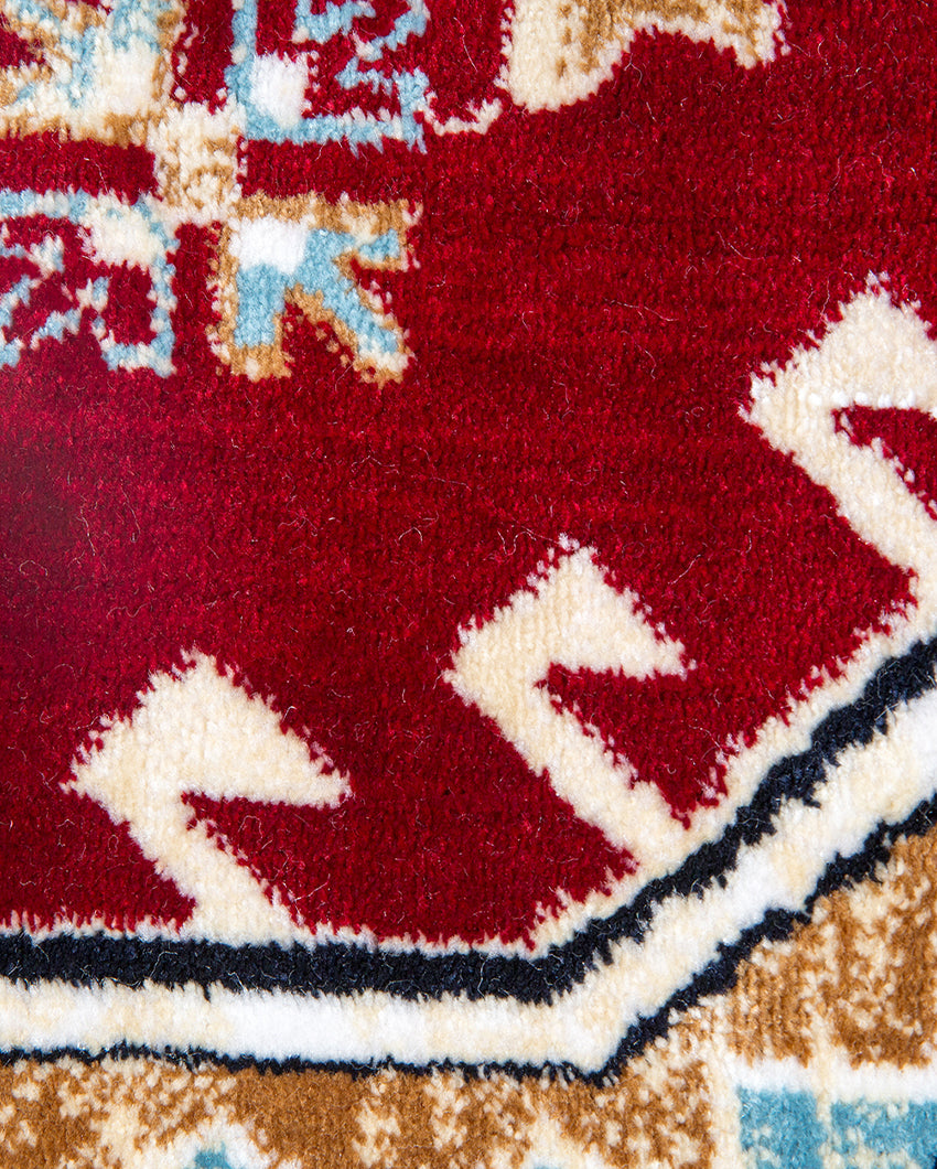 Elegant Embellished Burgundy & Beige Polyester Gulmarg Area Carpet