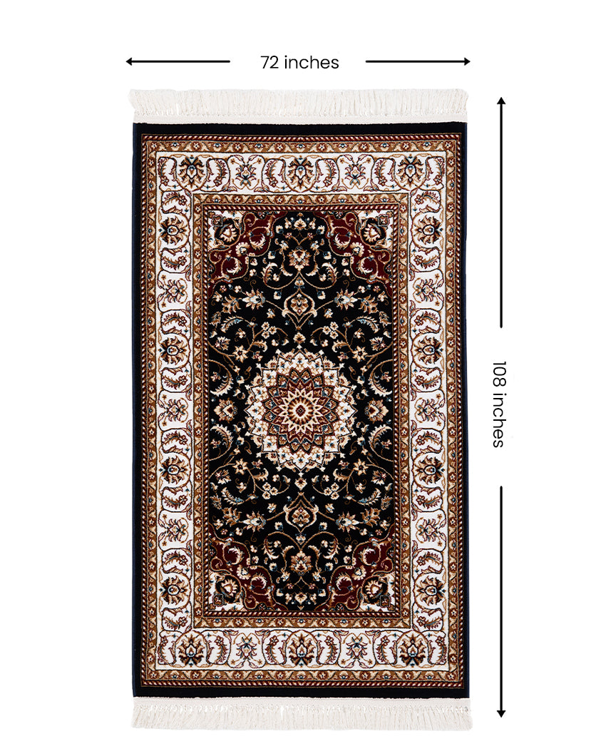 Modern Abstract Blue & Cream Polyester Gulmarg Area Carpet