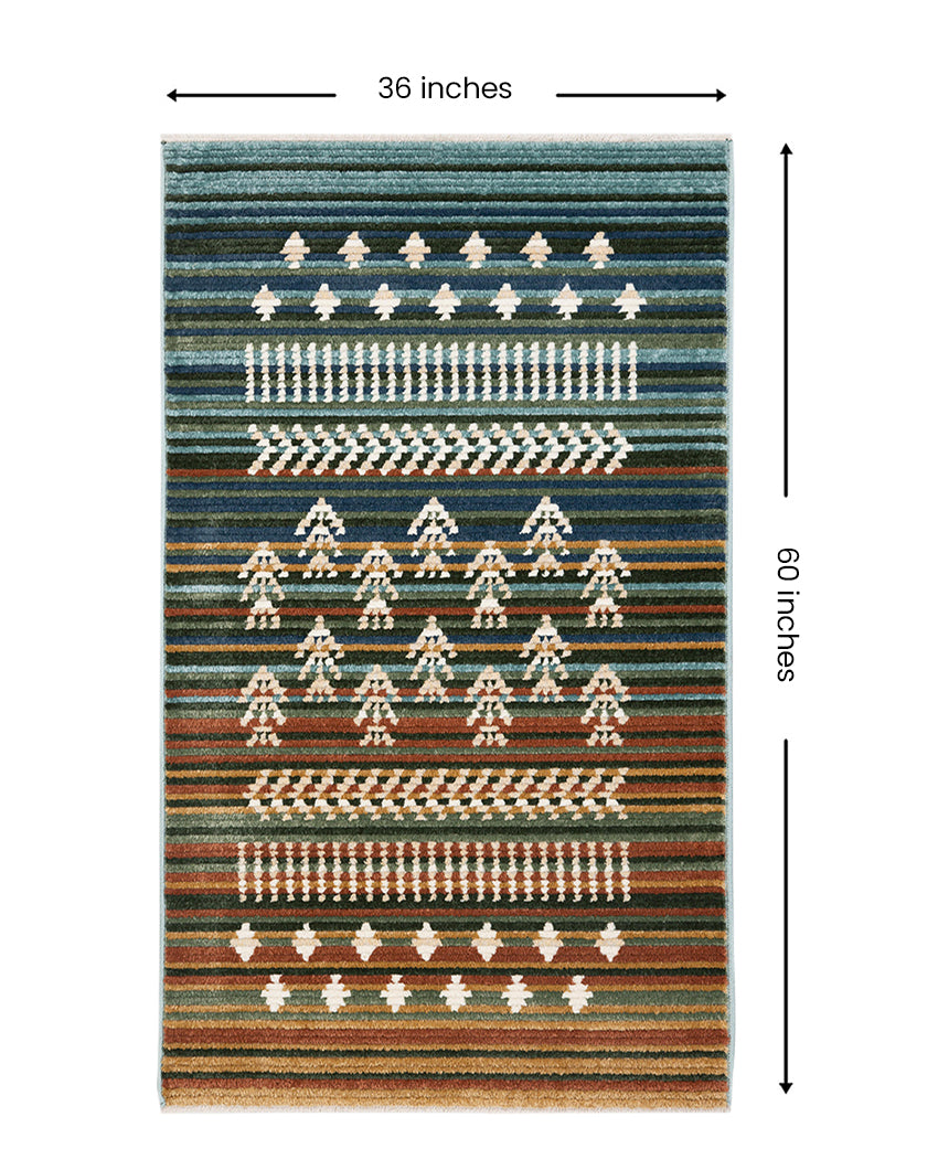 Unique Contemporary Colorful Frieze Fez Area Carpet