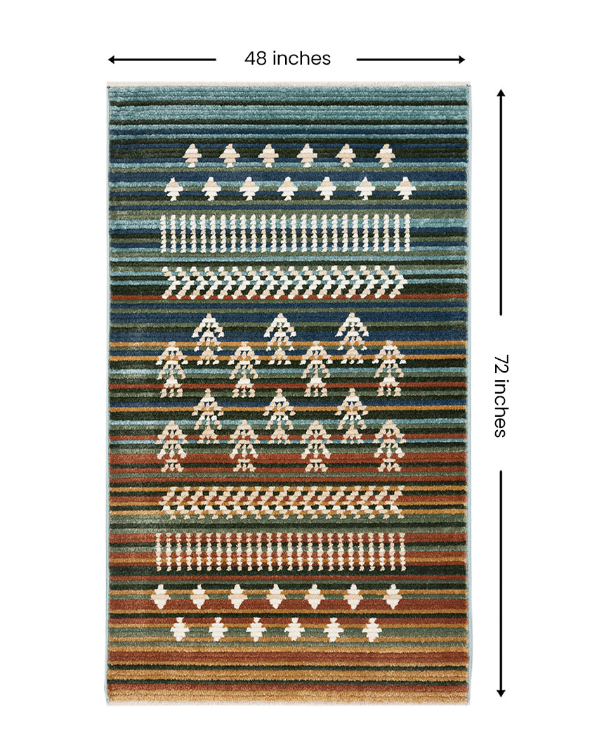 Unique Contemporary Colorful Frieze Fez Area Carpet