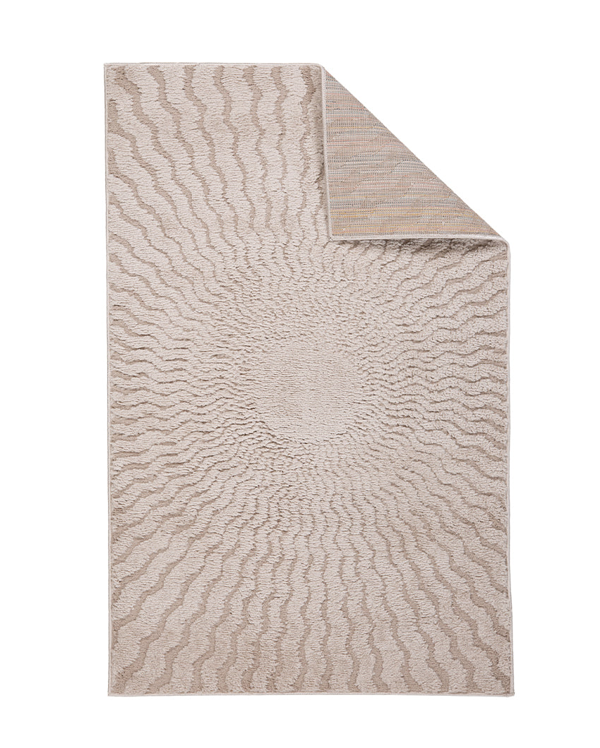 Neutral Solid Beige Polyester Siena Area Carpet