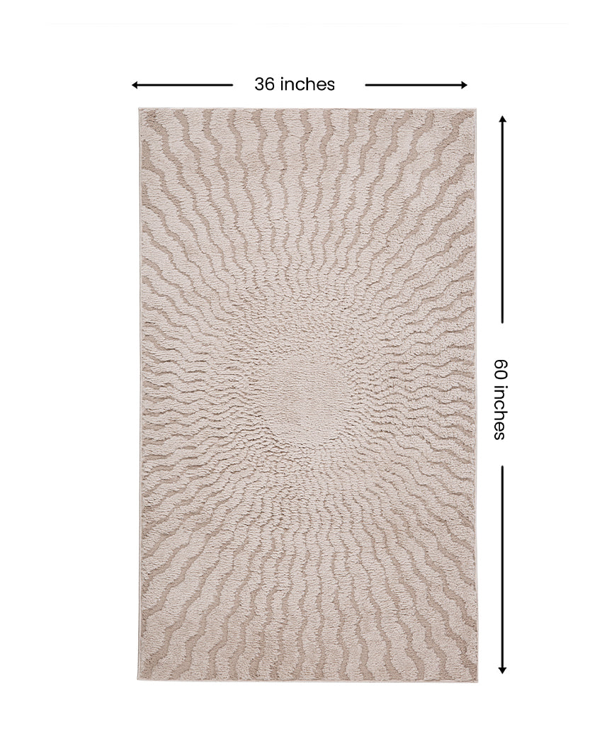 Neutral Solid Beige Polyester Siena Area Carpet