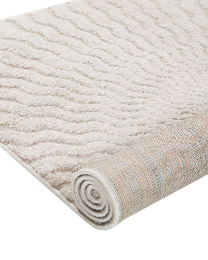 Neutral Solid Beige Polyester Siena Area Carpet