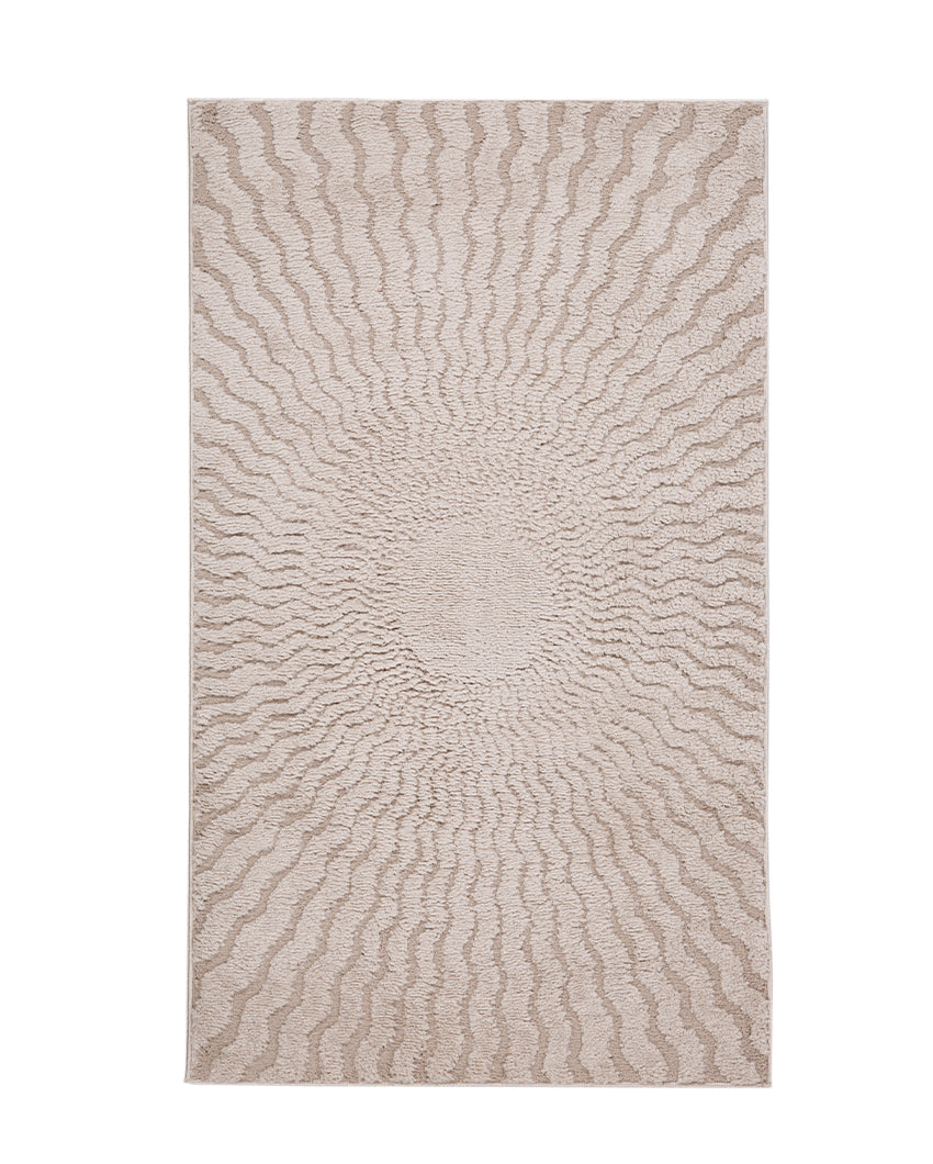 Neutral Solid Beige Polyester Siena Area Carpet