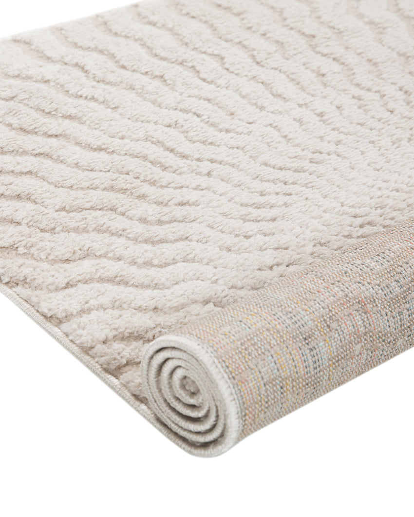 Neutral Solid Beige Polyester Siena Area Carpet