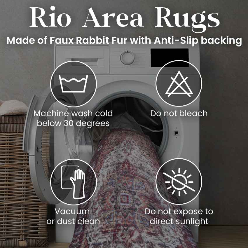 Vibrant Burgundy & Cream Rio RO-16 Machine Washable Polyester Floor Covering Carpet