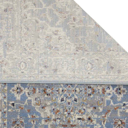 Classic Neo Classical Bedside Blue Polyester Floor Runner