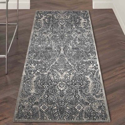 Sophisticated Vineyard Neo Classical Bedside Silver Grey Polyester Floor Runner