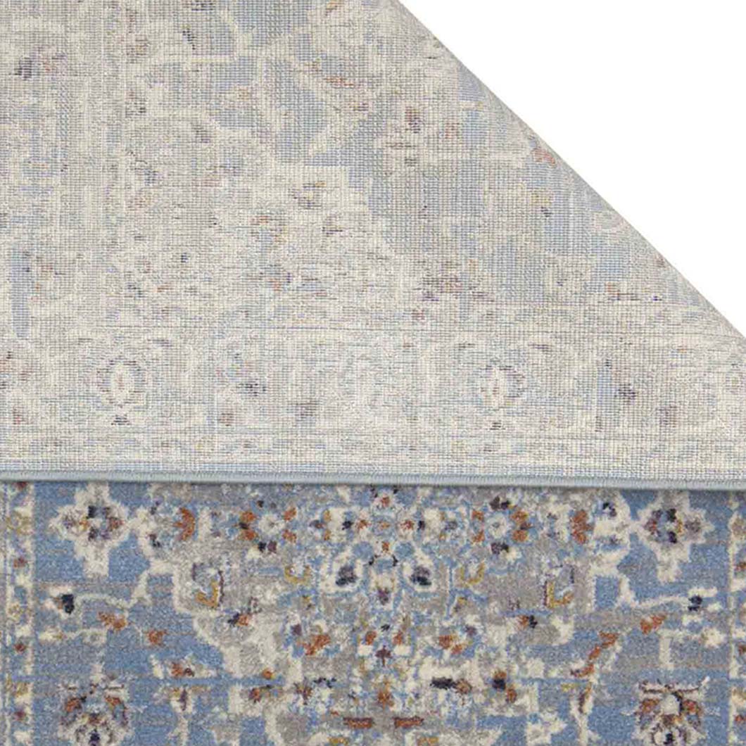 Classic Neo Classical Bedside Blue Polyester Floor Runner