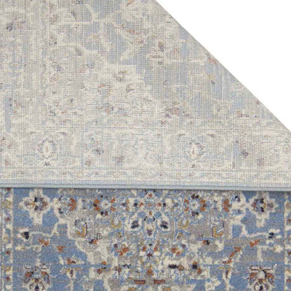 Classic Neo Classical Bedside Blue Polyester Floor Runner