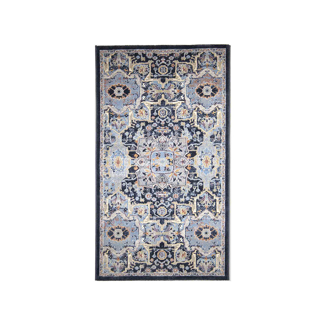 Courtyard Neo Classical Bedside Navy Polyester Floor Runner