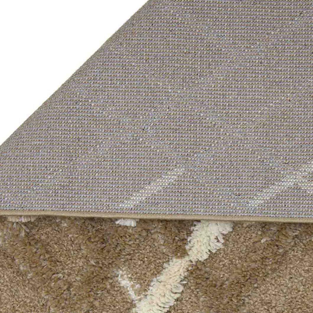 Light Diamond Shaggy Bedside Light Brown Polypropylene Floor Runner