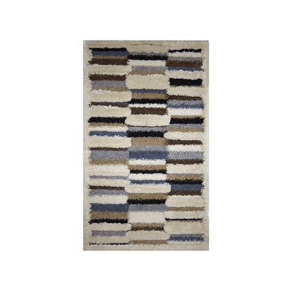 Bold Striped Shaggy Bedside Dark Brown Polypropylene Floor Runner