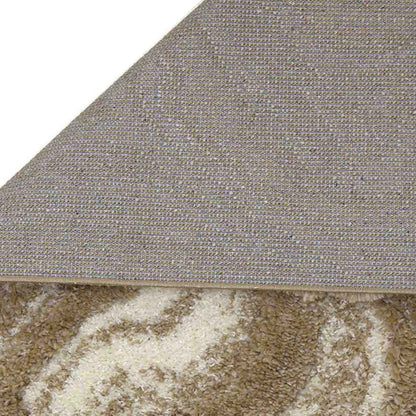 Ripple Shaggy Bedside Beige Polypropylene Floor Runner | 5 x 2.5 Feet