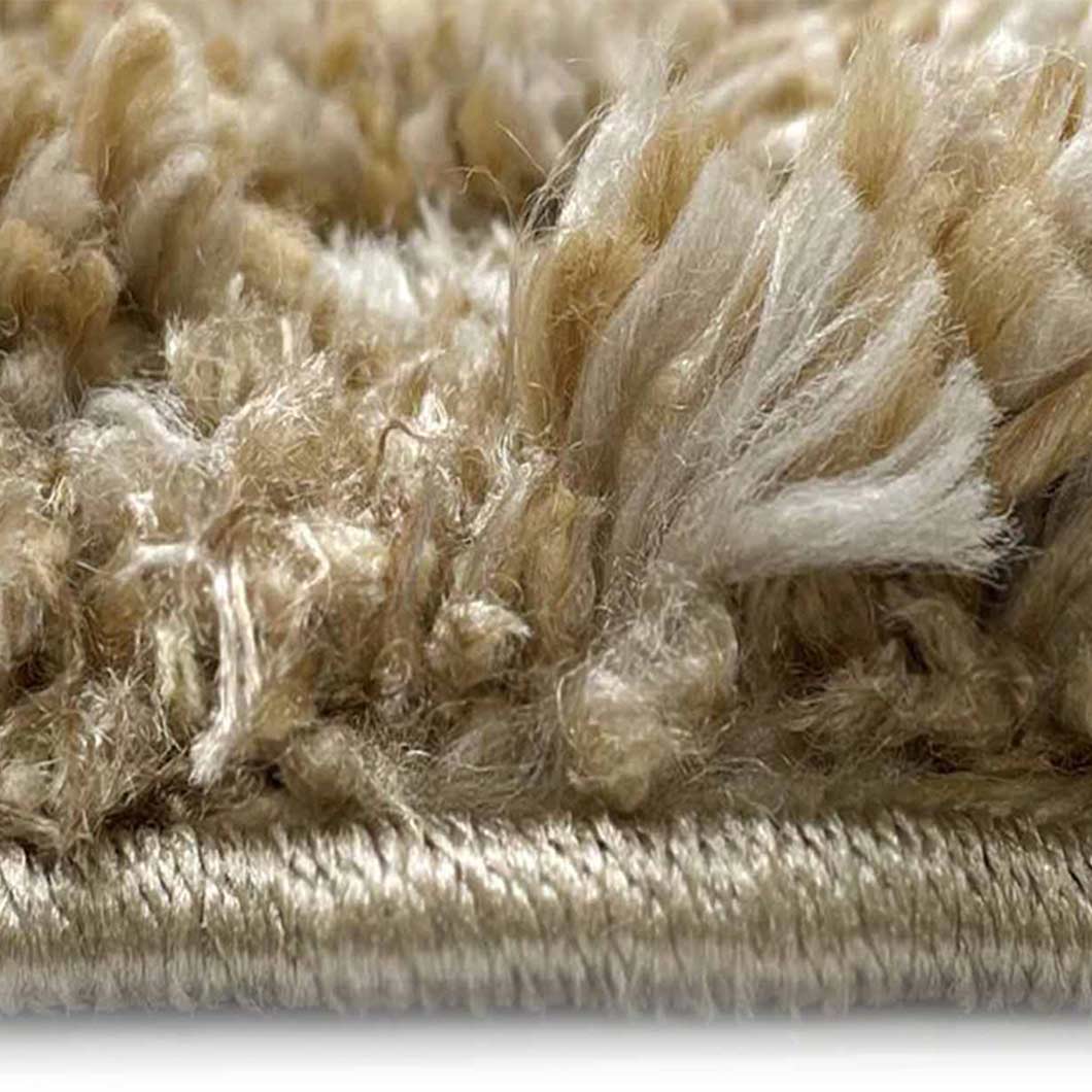 Ripple Shaggy Bedside Beige Polypropylene Floor Runner | 5 x 2.5 Feet