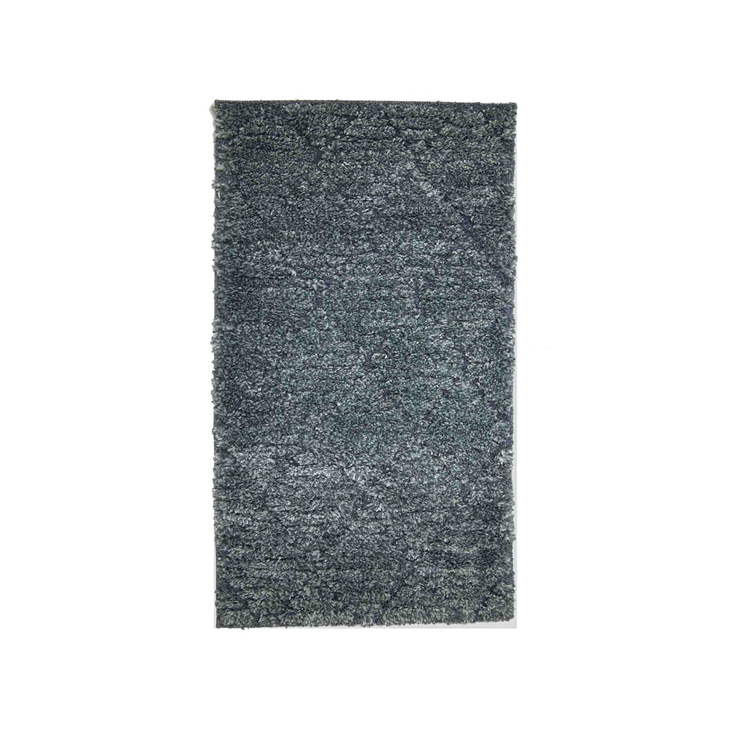 Contemporary Diamond Shaggy Bedside Grey Polypropylene Floor Runner