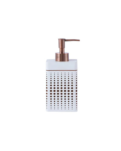 Beige And Brown Polyresin Soap & Lotion Dispenser | 3 x 3 x 5 inches | 320 ML