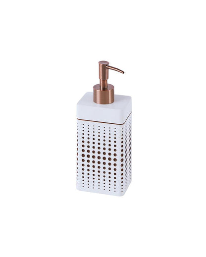 Beige And Brown Polyresin Soap & Lotion Dispenser | 3 x 3 x 5 inches | 320 ML