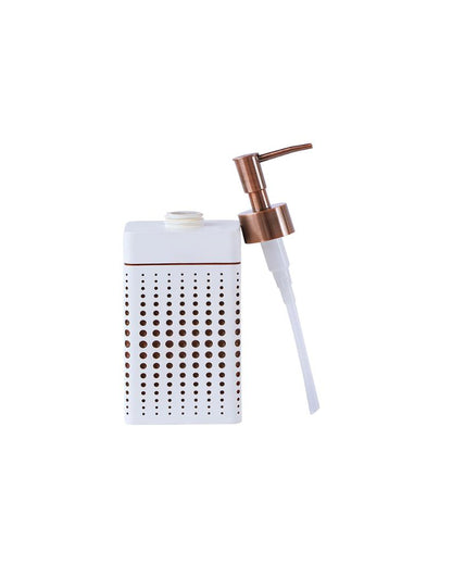 Beige And Brown Polyresin Soap & Lotion Dispenser | 3 x 3 x 5 inches | 320 ML