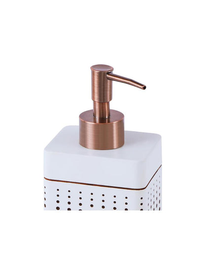 Beige And Brown Polyresin Soap & Lotion Dispenser | 3 x 3 x 5 inches | 320 ML