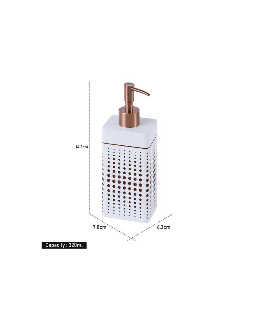 Beige And Brown Polyresin Soap & Lotion Dispenser | 3 x 3 x 5 inches | 320 ML