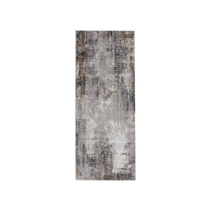 Stylish Abstract Bedside Cream and Grey Polypropylene Floor Runner | 5 x 2 Feet