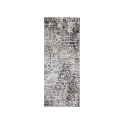 Charcoal Abstract Bedside Charcoal and Cream Polypropylene Floor Runner