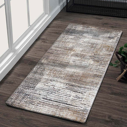 Earthy Abstract Bedside Brown and Dark Grey Polypropylene Floor Runner | 5 x 2.5 Feet