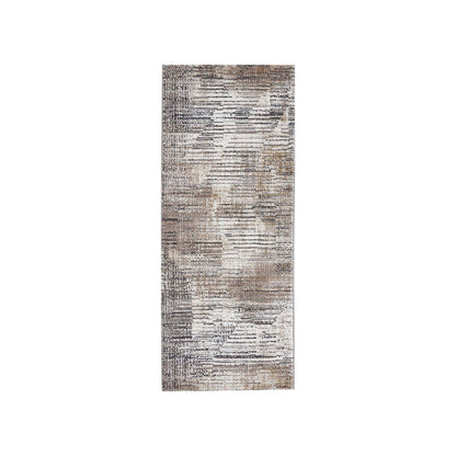 Earthy Abstract Bedside Brown and Dark Grey Polypropylene Floor Runner | 5 x 2.5 Feet