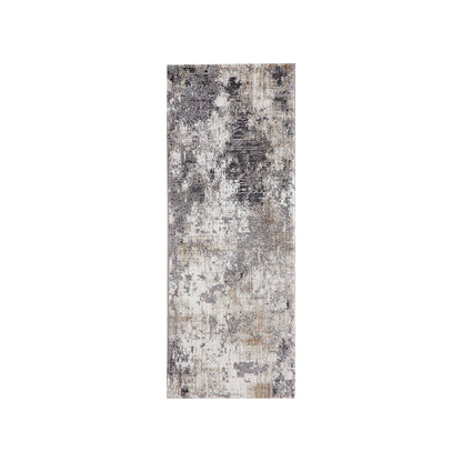 Sophisticated Abstract Bedside Grey Polypropylene Floor Runner