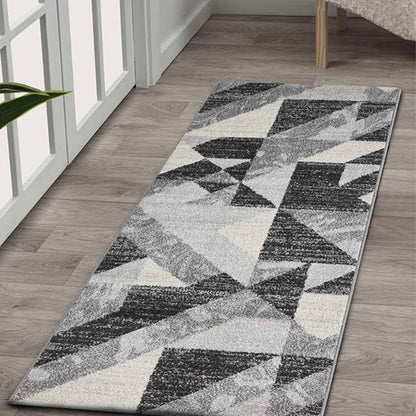 Static-Resistant Charcoal Geometric Polypropylene Floor Runner | 2 x 5 Feet