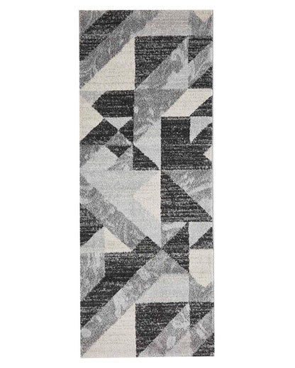 Static-Resistant Charcoal Geometric Polypropylene Floor Runner | 2 x 5 Feet