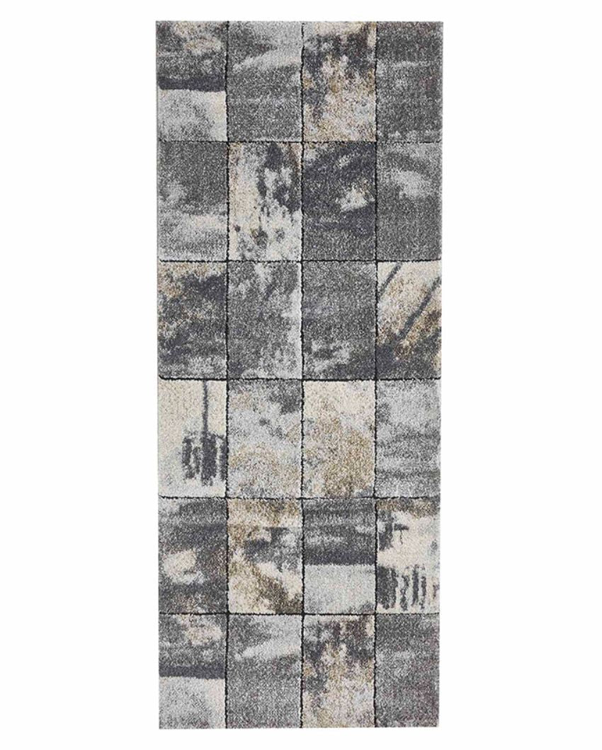 Static-Free Grey Geometric Polypropylene Floor Runner | 2 x 5 Feet