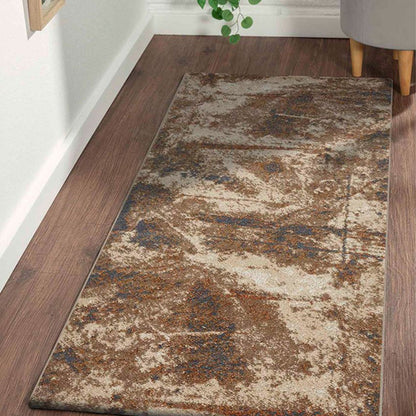 Static-Free Brown & Beige Abstract Polypropylene Floor Runner | 2 x 5 Feet