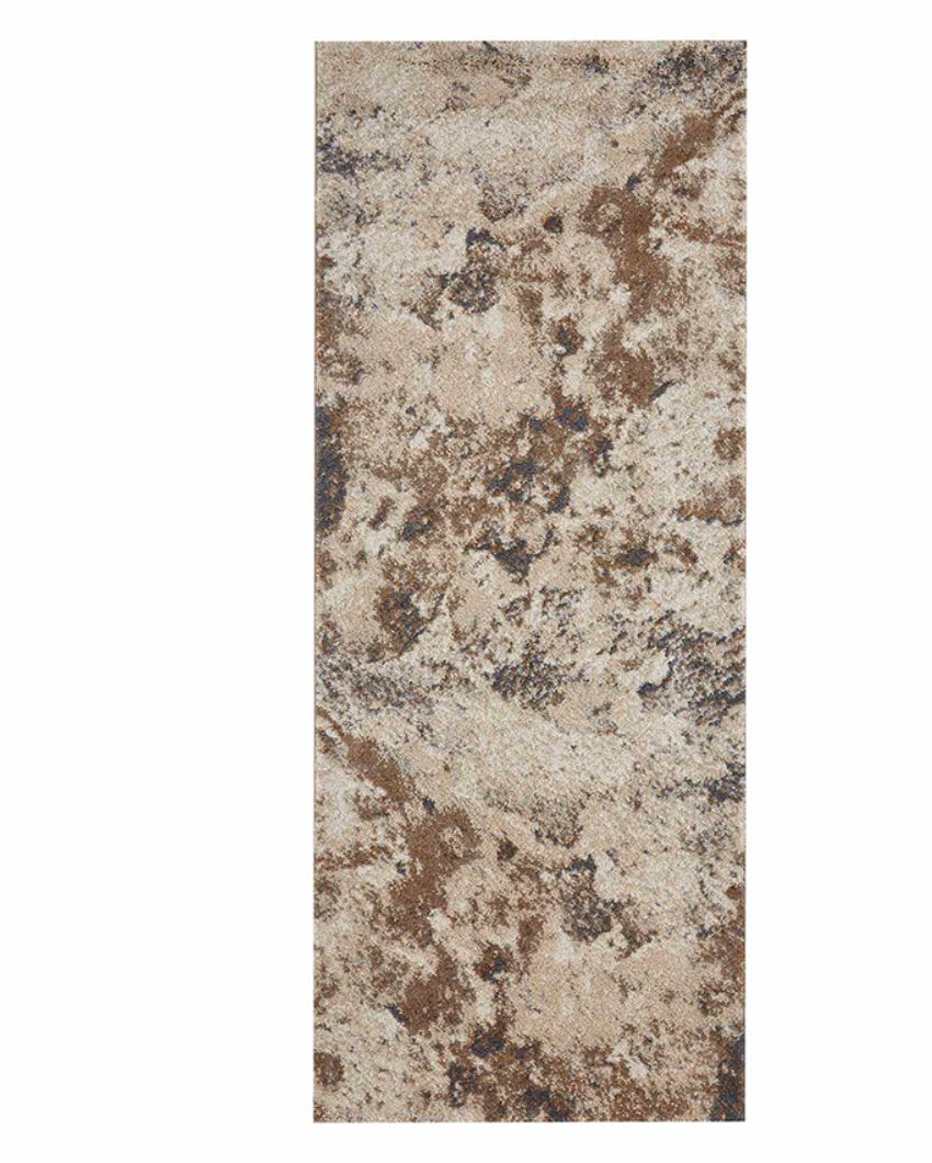 Static-Resistant Beige & Brown Abstract Polypropylene Floor Runner | 2 x 5 Feet