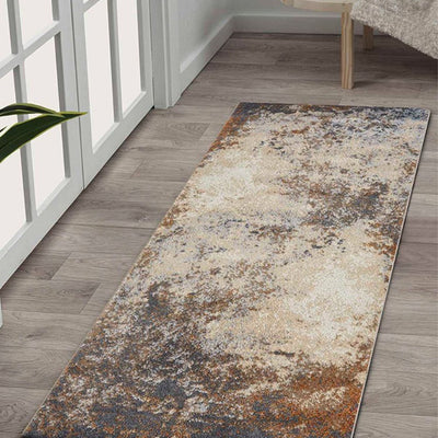 Static-Free Beige & Grey Abstract Polypropylene Floor Runner | 2 x 5 Feet