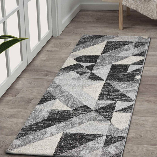 Anti Static Charcoal Geometric Polypropylene Floor Runner | 2.5 x 5 Feet