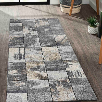 Anti Static Grey Geometric Polypropylene Floor Runner | 2.5 x 5 Feet